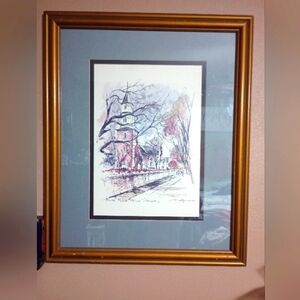 John Haymson, Burton Parish Church, Williamsburg Watercolor Print Signed